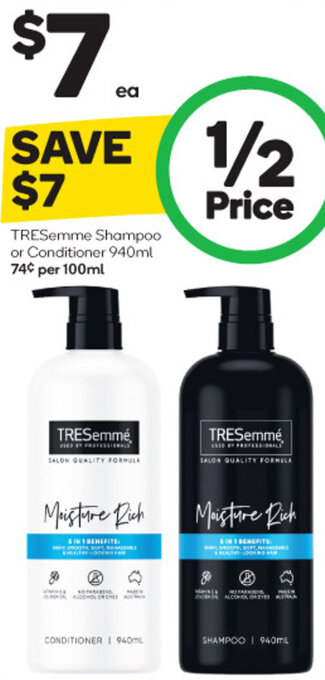 Woolworths TRESemme Shampoo Or Conditioner 940ml offer
