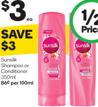 Woolworths Sunsilk Shampoo or Conditioner 350ml offer