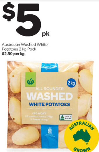 Australian Washed White Potatoes 2 kg Pack