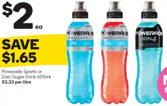 Woolworths Powerade Spots or Zero Sugar Drink 600ml offer