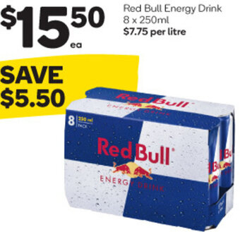 Woolworths Red Bull Energy Drink 8 x 250ml offer