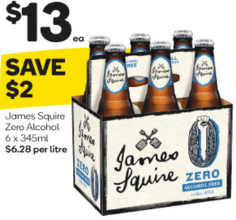 Woolworths James Squire Zero Alcohol 6 x 345ml offer