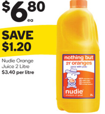 Woolworths Nudie Orange Juice 2 Litre offer