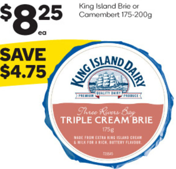 King Island Brie or Camembert 175200g offer at Woolworths