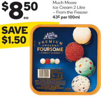 Woolworths Much  Moore Ice Cream 2 Litre offer