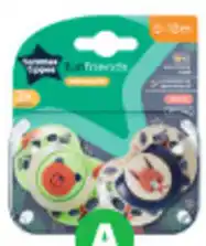 Woolworths Tommee Tippe Night Time Soothers 6-18 Months Assorted Pk 2 offer