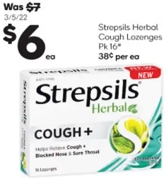 Woolworths Strepsils Herbal Cough Lozenges Pk 16 offer