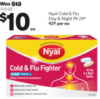 Woolworths Nyal Cold & Flu Day & Night Pk 24 offer