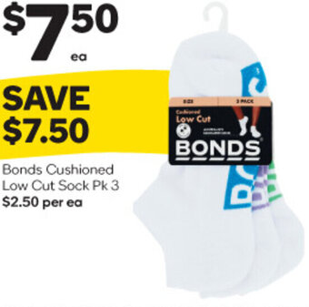 Woolworths Bonds Cushioned Low Cut Sock Pk 3 offer