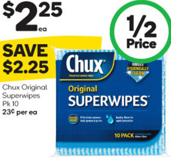 Woolworths Chux Original Superwipes Pk 10 offer