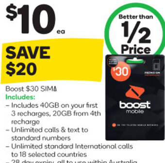 Woolworths Boost $30 Sim offer