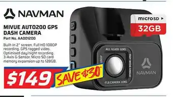 Auto One Navman Mivue Auto200 Gps Dash Camera offer