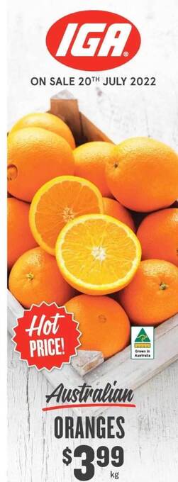 IGA Australian Oranges offer