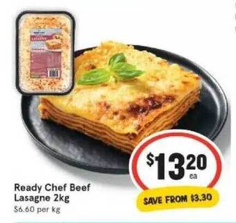 IGA Ready Chef Beef Lasagne offer