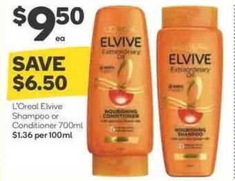 Woolworths L'oreal Elvive Shampoo Or Conditioner offer