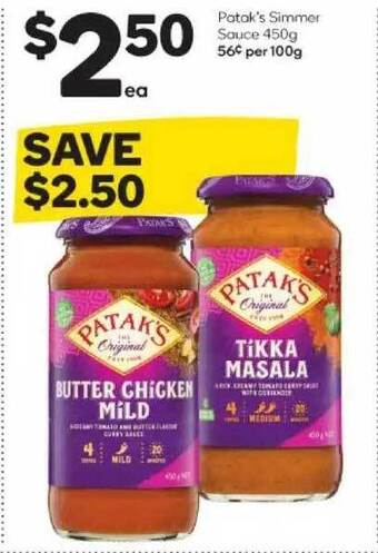 Woolworths Patak's Simmer Sauce offer