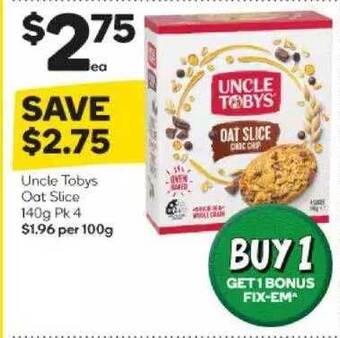 Woolworths Uncle Tobys Oat Slice 140g Pk 4 offer
