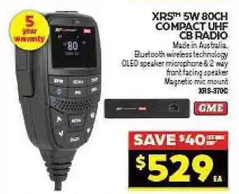 Autopro Xrs 5w 80ch Compact Uhf Cb Radio offer