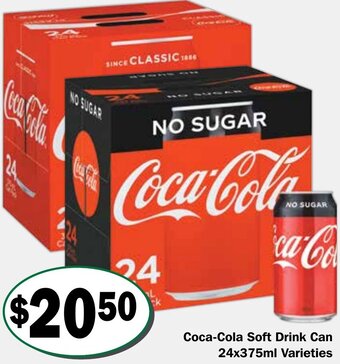 Friendly Grocer Coca-Cola Soft Drink Can 24x375ml Varieties offer