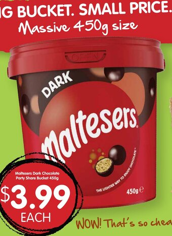 Maltesers Dark Chocolate Party Share Bucket 450g