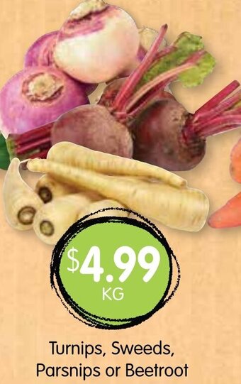 Spudshed Turnips, Sweeds Parsnips or Beetroot offer