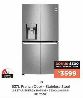 Bing Lee Lg 637l French Door - Stainless Steel offer