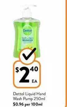 Foodworks Dettol Liquid Hand Wash Pump 250ml offer