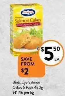 Foodworks Birds Eye Salmon Cakes 6 Pack 480 G offer