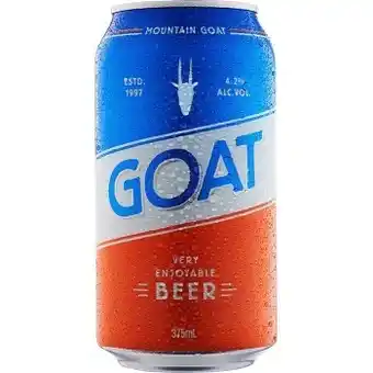 Dan Murphy's Mountain Goat Very Enjoyable Beer 375ml Cans or Bottles offer