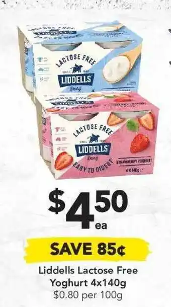 Drakes Liddells Lactose Free Yoghurt 4 X 140 G offer