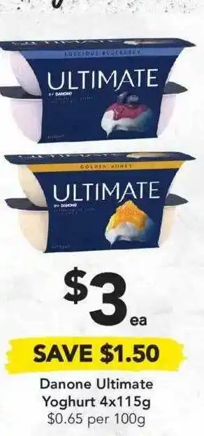Drakes Danone Ultimate Yoghurt 4 X 115 G offer
