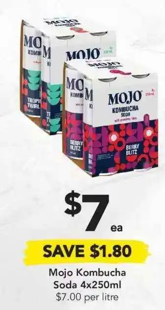 Drakes Mojo Kombucha Soda 4 X 250ml offer