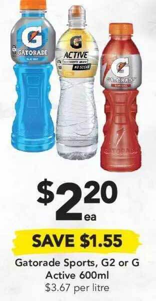 Drakes Gatorade Sports, G2 Or G Active 600ml offer