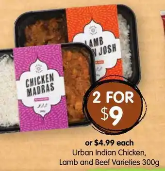 Spudshed Urban Indian Chicken, Lamb And Beef offer
