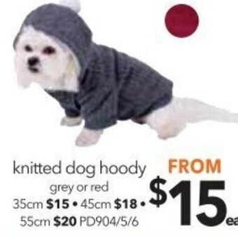 Cheap as Chips Knitted Dog Hoody Grey Or Red 35cm offer