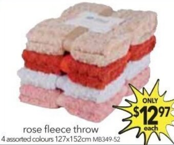 Cheap as Chips Rose Fleece Throw 127x152cm offer