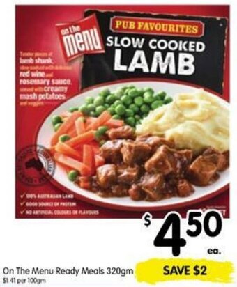 Spar On The Menu Ready Meals 320gm offer