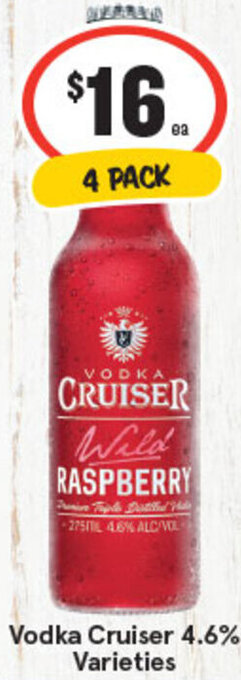 Vodka Cruiser 4.6% Varieties 4 Pack