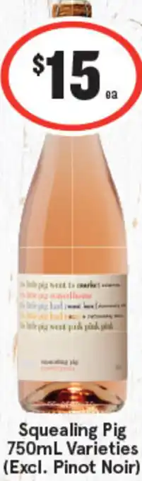 IGA Liquor Squealing Pig 750ml Varieties (Excl. Pinot Noir) offer