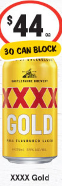 IGA Liquor XXXX Gold 30 Can Block offer