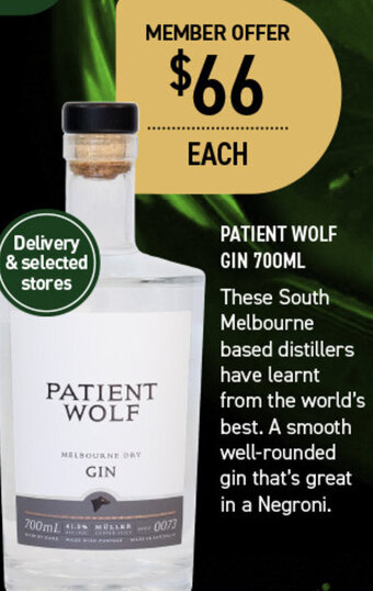 Dan Murphy's Patient Wolf Gin 700ml offer