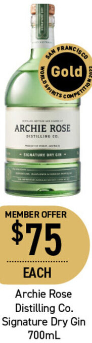 Dan Murphy's Archie Rose Distilling Co. Signature Dry Gin 700ml offer