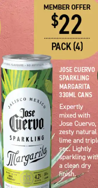 Dan Murphy's Jose Cuervo Sparkling Margarita 330ml Cans offer