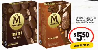 IGA Streets Magnum Ice Creams 4-6 Pack Selected Varieties offer