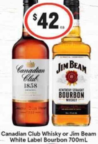 IGA Canadian Club & Whisky or Jim Beam White Label Bourbon 700ml offer