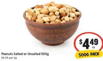 IGA Peanuts Salted Or Unsalted 500g offer