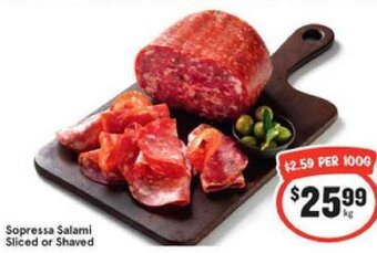 IGA Sopressa Salami Sliced Or Shaved offer