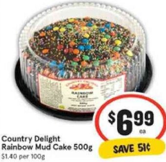 IGA Country Delight Rainbow Mud Cake 500g offer