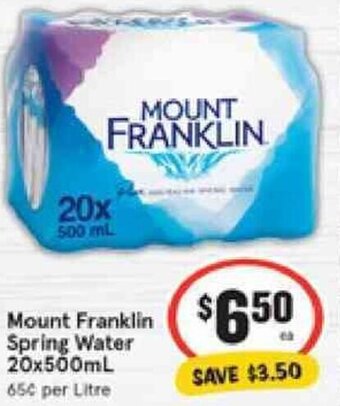 IGA Mount Franklin Spring Water 20x500ml offer
