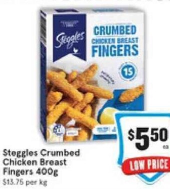 IGA Steggles Crumbed Chicken Breast Fingers 400g offer